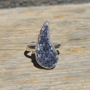 Natural Agate Druzy 925 Ring